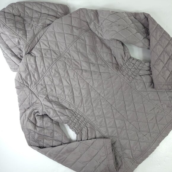 MICHAEL KORS GRAY QUILTED JACKET WOMEN'S SIZE PETITES MEDIUM HOODED ZIP POCKETS - Picture 2 of 16